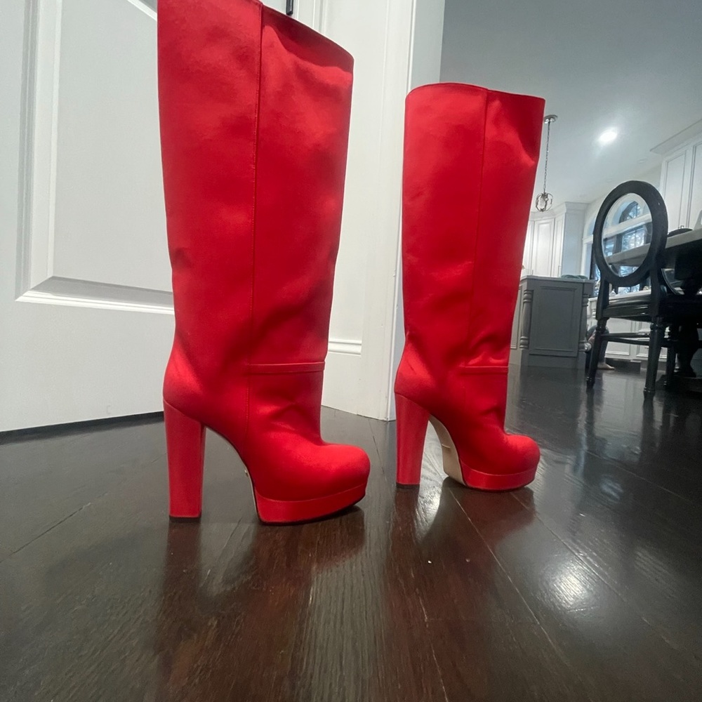 Red Gucci tall boots
